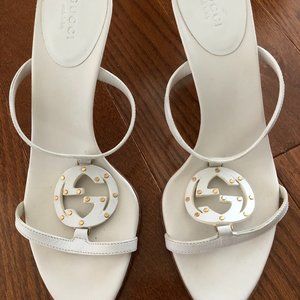 Gucci White Leather Sandal